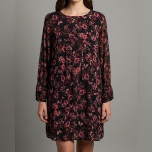 NWOT Ecru Floral Printed Silk Long Sleeve Dress size M